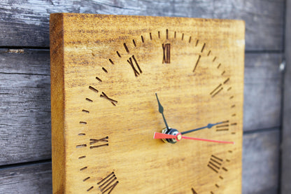 Wooden wall/desk clock made of solid linden wood - walnut color - 270 mm - 10.6 inches - ready to ship - handmade clock