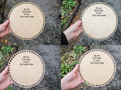 Wooden Bottoms for Knitting Basket - Wood Base Laser Cut with Hole - Wooden Baskets Circle for Crochet - Bottom for crochet bag
