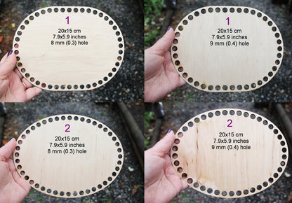 Wooden Bottoms for Knitting Basket - Wood Base Laser Cut with Hole - Wooden Baskets Circle for Crochet - Bottom for crochet bag