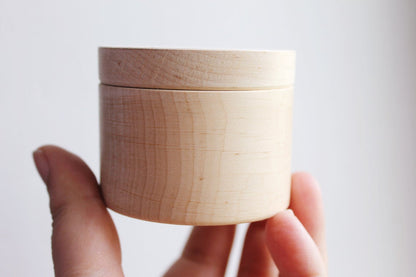 Small Wooden Box – 60 mm x 50 mm (2.4x2") – Handmade Alder Wood Storage Container for Crafts, Jewelry, Trinkets – Natural Round Wooden Box
