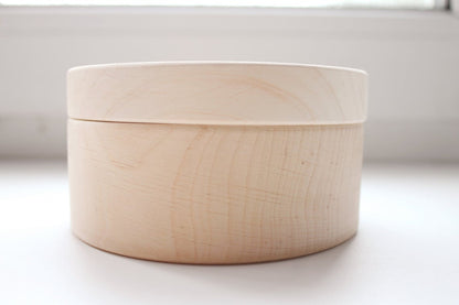 110 mm - Round unfinished wooden box - with cover - natural, eco friendly - 110 mm diameter