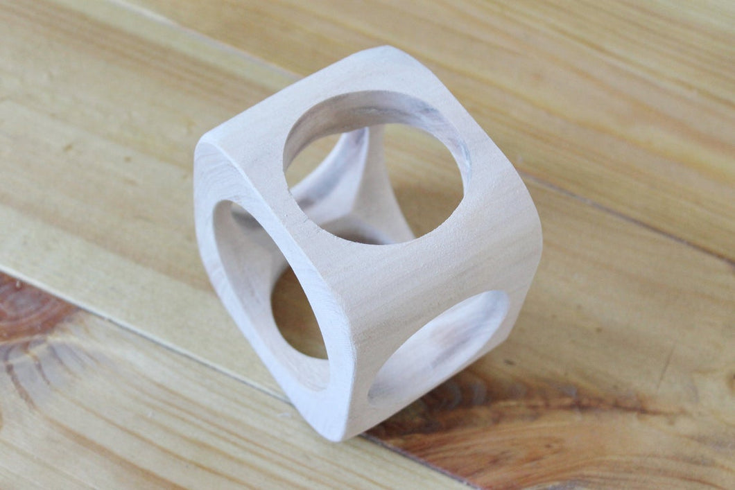 70 mm BIG Wooden square bangle unfinished with the holes on all sides, all corners are rounded - natural eco friendly