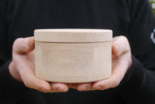 Load image into Gallery viewer, 120 mm x 80 mm - Round unfinished wooden box - with cover - natural, eco friendly - 120 mm diameter
