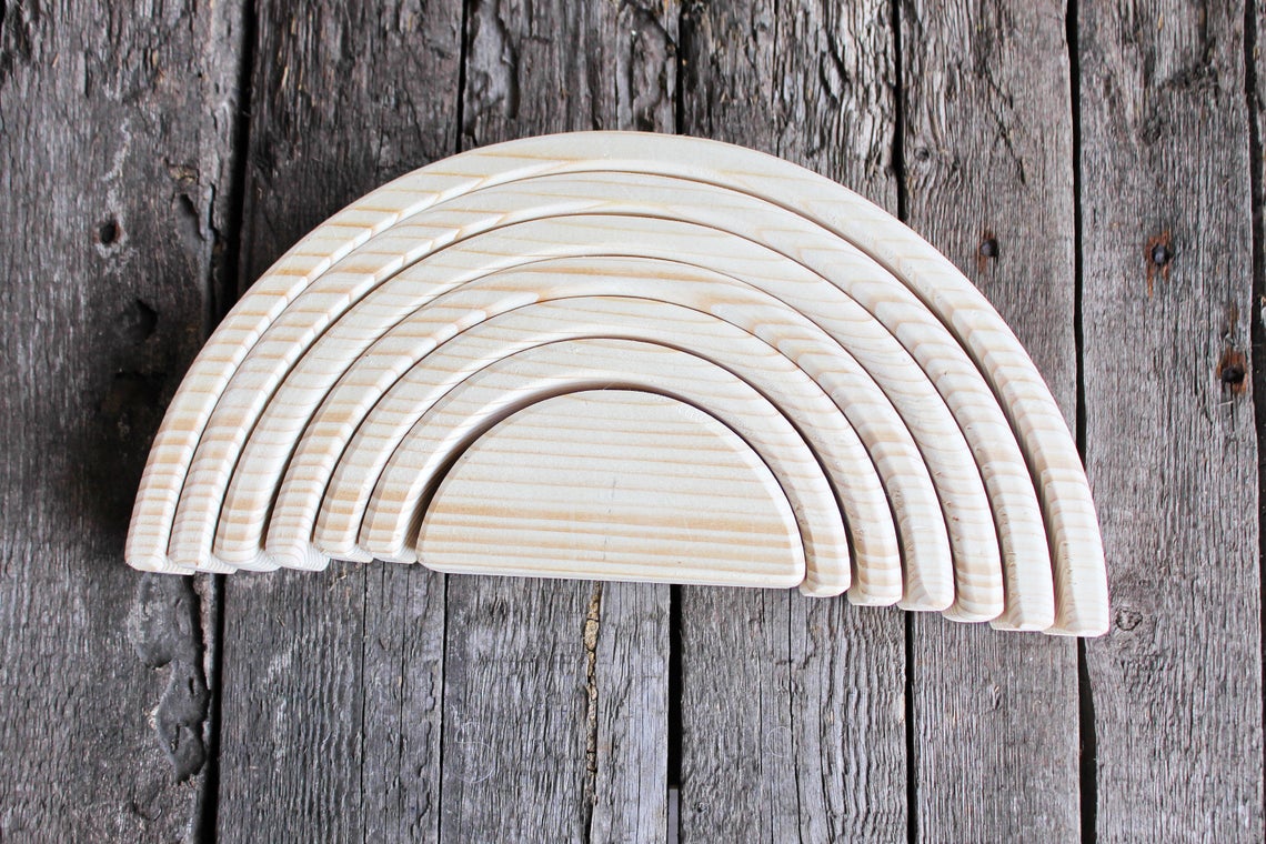 Wooden Rainbow Stacker, Beech Wood Rainbow Decor, Handmade Rainbow Arch, Waldorf Inspired Wooden Decor, DIY Craft Blank
