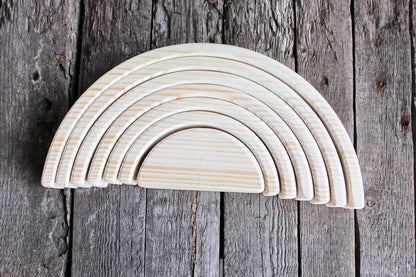 Wooden Rainbow Stacker, Beech Wood Rainbow Decor, Handmade Rainbow Arch, Waldorf Inspired Wooden Decor, DIY Craft Blank