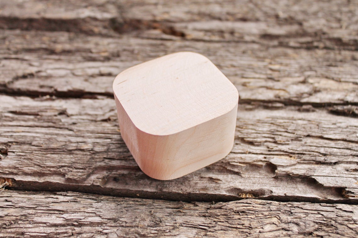 60 mm - Wedding ring box - Square unfinished wooden box 60x60 mm - jewelry wedding ring box