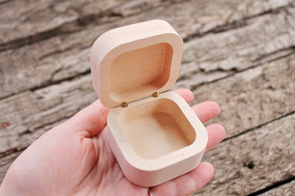 60 mm - Wedding ring box - Square unfinished wooden box 60x60 mm - jewelry wedding ring box