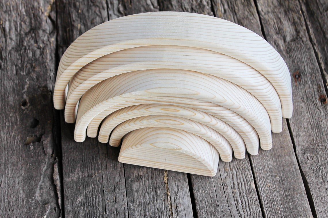 Wooden Rainbow Stacker, Beech Wood Rainbow Decor, Handmade Rainbow Arch, Waldorf Inspired Wooden Decor, DIY Craft Blank