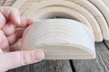 Wooden Rainbow Stacker, Beech Wood Rainbow Decor, Handmade Rainbow Arch, Waldorf Inspired Wooden Decor, DIY Craft Blank