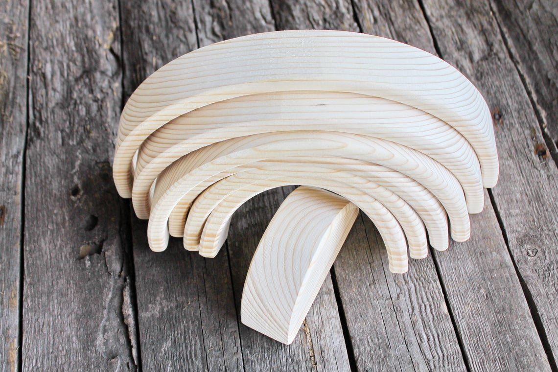 Wooden Rainbow Stacker, Beech Wood Rainbow Decor, Handmade Rainbow Arch, Waldorf Inspired Wooden Decor, DIY Craft Blank
