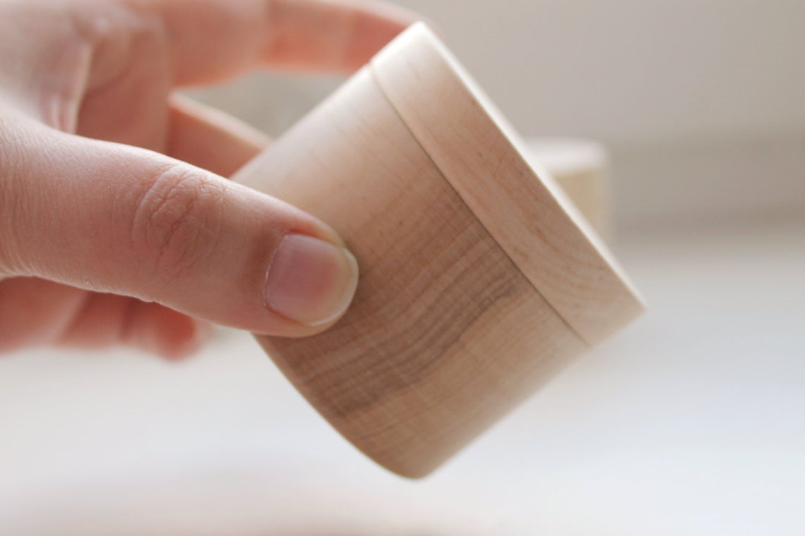 Small Wooden Box – 60 mm x 50 mm (2.4x2") – Handmade Alder Wood Storage Container for Crafts, Jewelry, Trinkets – Natural Round Wooden Box