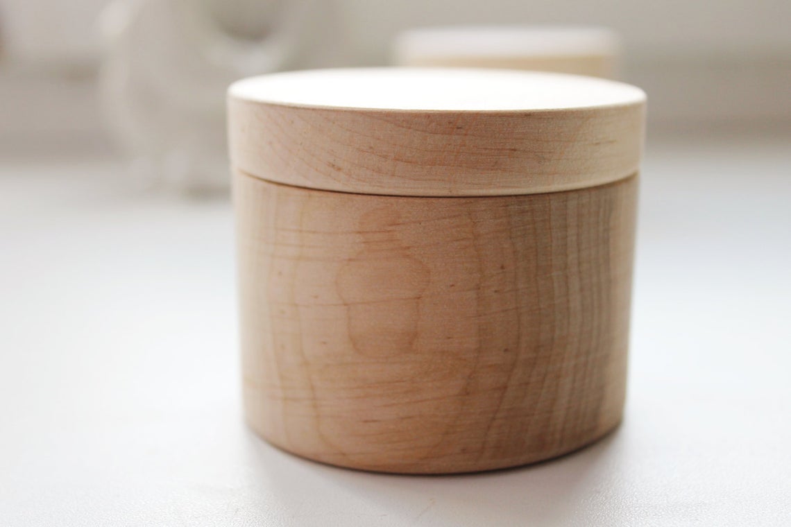 Small Wooden Box – 60 mm x 50 mm (2.4x2") – Handmade Alder Wood Storage Container for Crafts, Jewelry, Trinkets – Natural Round Wooden Box