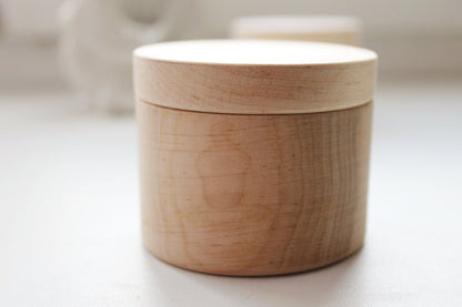 Small Wooden Box – 60 mm x 50 mm (2.4x2") – Handmade Alder Wood Storage Container for Crafts, Jewelry, Trinkets – Natural Round Wooden Box