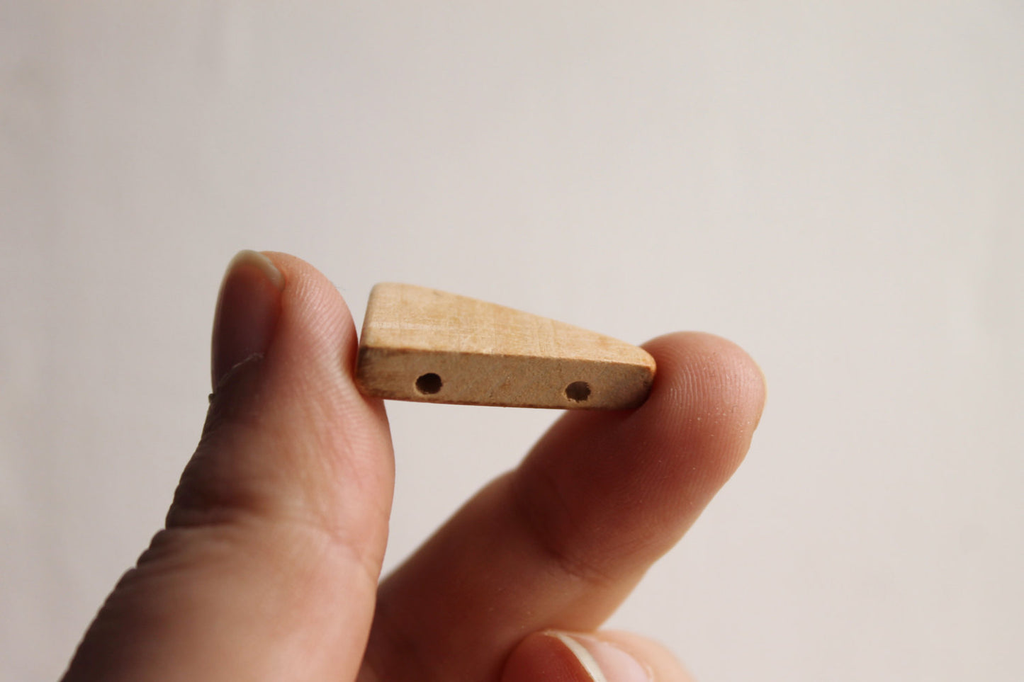 Triangular wooden textured beads with four holes - natural eco friendly - set of 50 pcs