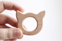 Load image into Gallery viewer, Cat-teether, natural, eco-friendly - Natural Wooden Toy - Teether - Handmade wooden teether - CAT
