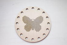 Load image into Gallery viewer, BIG Round Cross stitch blank with butterfly - cross stitch blanks Wood Needlecraft  - BUTTERFLY
