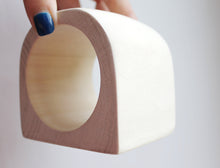 Load image into Gallery viewer, 70 mm Wooden bangle unfinished round with two corners - natural eco friendly
