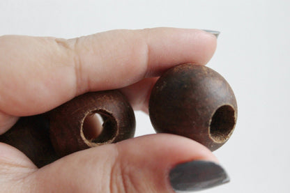 27 mm Wooden textured beads 50 pcs with big hole - 8 mm - natural, ECO-FRIENDLY beads - boiled in olive oil