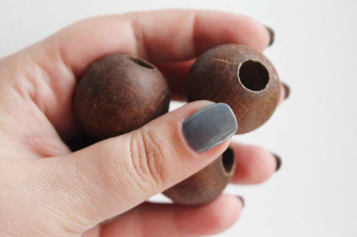 30 mm Wooden textured beads 10 pcs with big hole - 10 mm - natural, ECO-FRIENDLY beads - boiled in olive oil