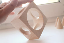 Load image into Gallery viewer, 50 mm BIG Wooden square bangle unfinished with the holes on all sides- natural eco friendly
