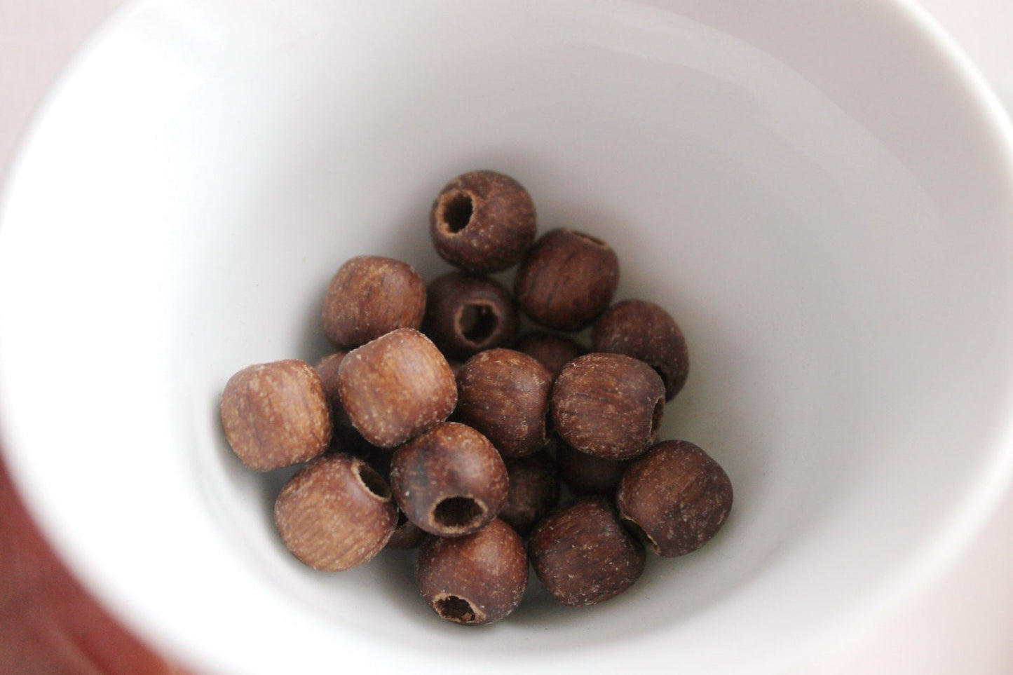 11 mm Wooden beads 10 pcs with big hole - 5 mm - boiled in olive oil - natural, eco friendly - beech wood