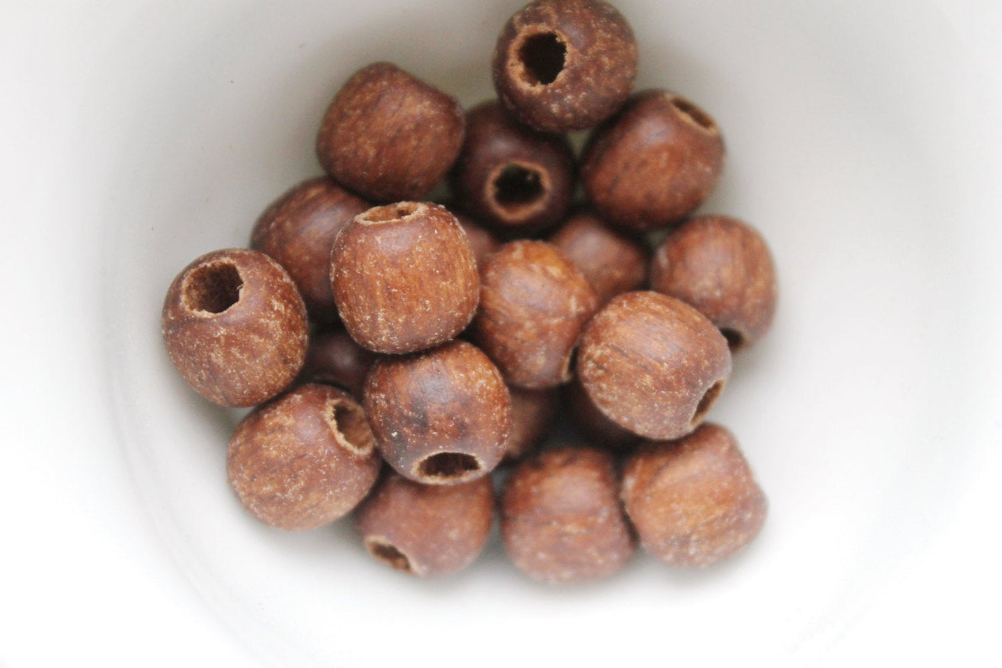11 mm Wooden textured beads 25 pcs with big hole - 5 mm - boiled in olive oil - natural, eco friendly - beech wood