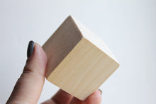 Load image into Gallery viewer, Set of 5 unfinished wooden cubes (blocks) 20x20 mm, 25x25, 35x35, 45x45 mm - natural eco friendly - Linden wood

