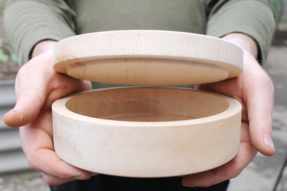 170 mm - Round unfinished wooden box - with cover - natural, eco friendly - 170 mm diameter