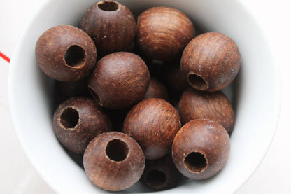 18 mm Wooden textured beads 10 pcs with big hole - 6 mm - natural, ECO-FRIENDLY beads - boiled in olive oil