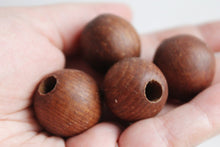 Load image into Gallery viewer, 27 mm Wooden textured beads 10 pcs with big hole - 8 mm - natural, ECO-FRIENDLY beads - boiled in olive oil
