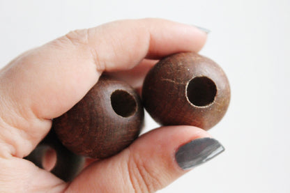 30 mm Wooden textured beads 25 pcs with big hole - 10 mm - natural, ECO-FRIENDLY beads - welded in olive oil