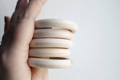 Unfinished Wooden rings - 50 mm (1.97")  - wooden connector - natural eco friendly - 5 pcs - made of  beech wood