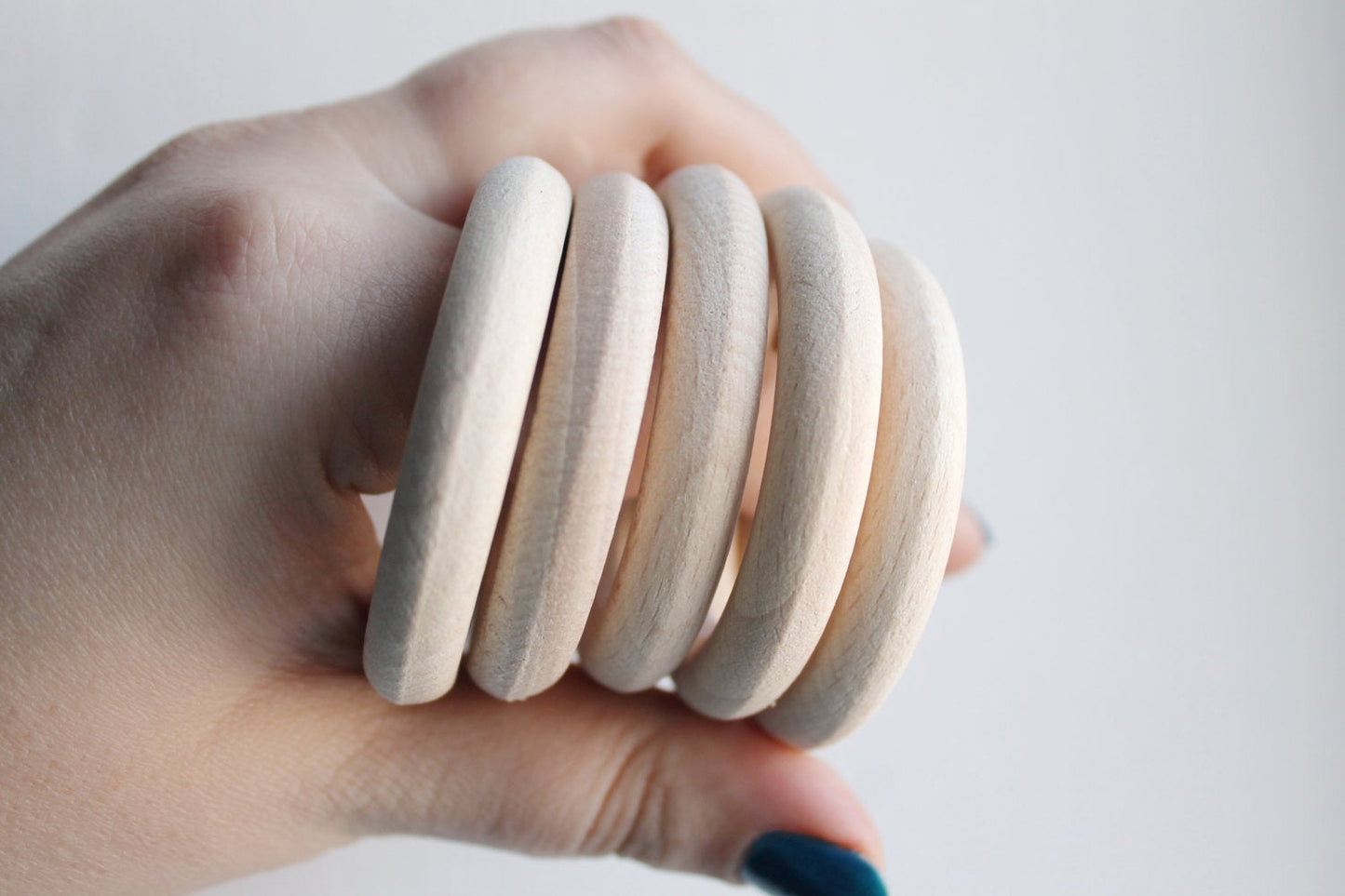 Unfinished Wooden rings - 50 mm (1.97")  - wooden connector - natural eco friendly - 5 pcs - made of  beech wood