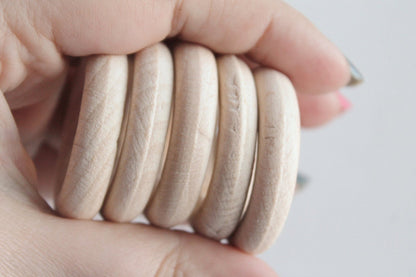 Unfinished Wooden rings - 42 mm (1,65")  - wooden connector - natural eco friendly - 5 pcs - made of beech wood