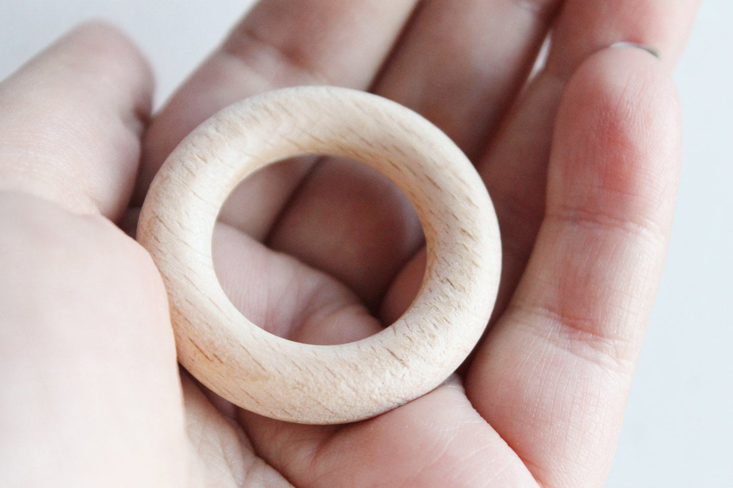 Unfinished Wooden rings - 42 mm (1,65")  - wooden connector - natural eco friendly - 5 pcs - made of beech wood