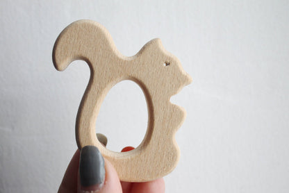 Squirrel-teether, natural, eco-friendly - Natural Wooden Toy - Teether - Handmade wooden teether - squirrel