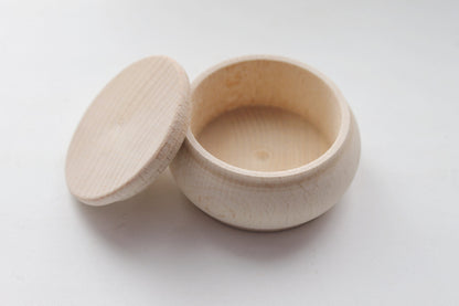 65 mm round unfinished wooden box - 2.6 inches - natural, eco friendly - made of beech wood