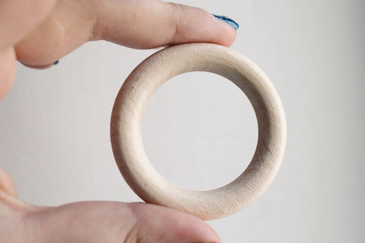 Unfinished Wooden rings - 50 mm (1.97")  - wooden connector - natural eco friendly - 5 pcs - made of  beech wood