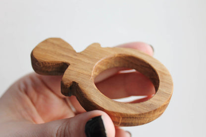 Nipple-teether, natural, eco-friendly - Natural Wooden Toy - Oak Teether - Handmade wooden teether