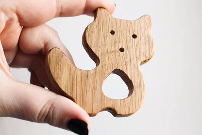 Fox-teether, natural, eco-friendly - Natural Wooden Toy - Oak Teether - Handmade wooden teether