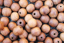 Load image into Gallery viewer, 18 mm Wooden textured beads 25 pcs - natural, ECO-FRIENDLY beads - boiled in olive oil
