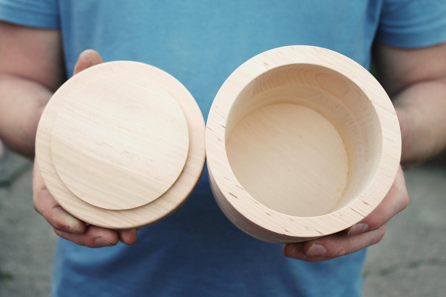 Round Alder Wood Box with Lid 120mm (4.72") – Unfinished Wooden Storage Container for Crafts, Sewing, Jewelry or DIY Projects