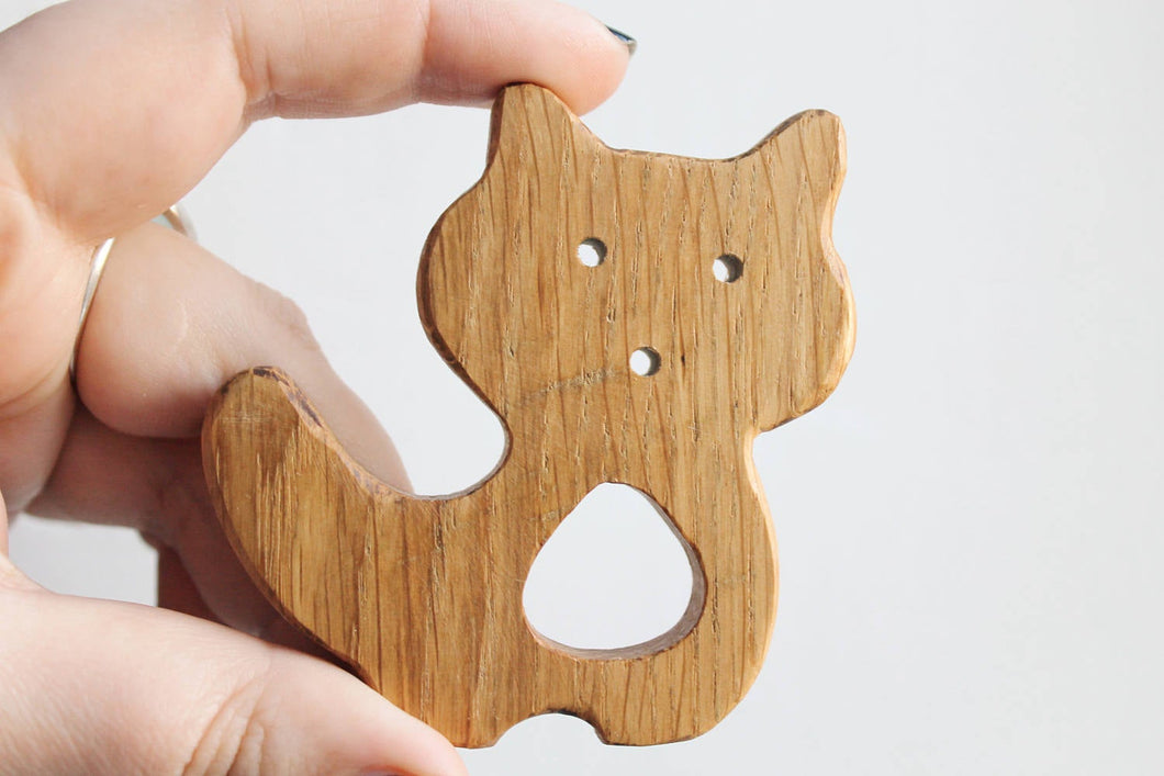 Fox-teether, natural, eco-friendly - Natural Wooden Toy - Oak Teether - Handmade wooden teether