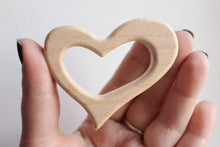 Load image into Gallery viewer, Heart-teether, natural, eco-friendly - Natural Wooden Toy - Teether - Handmade wooden teether
