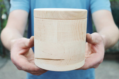 Round Alder Wood Box with Lid 120mm (4.72") – Unfinished Wooden Storage Container for Crafts, Sewing, Jewelry or DIY Projects