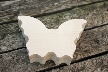 Hinged Butterfly-box unfinished wooden - with cover - natural, eco friendly - wedding box - engaged butterfly-box