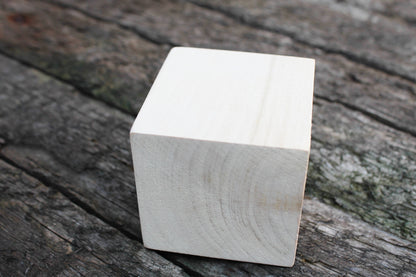 Big 65 mm unfinished wooden cube (block) 65x65 mm - natural eco friendly - linden wood (without hole)