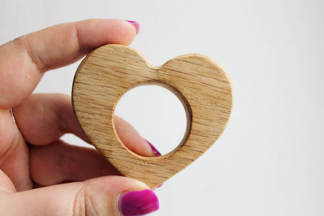 HEART Ash wood heart-teether, natural, eco-friendly - made of ash wood