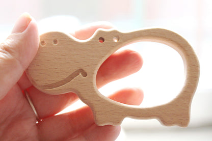 Super Hippo-teether, natural, eco-friendly - Natural Wooden Toy - Teether - Handmade wooden teether - wooden behemoth