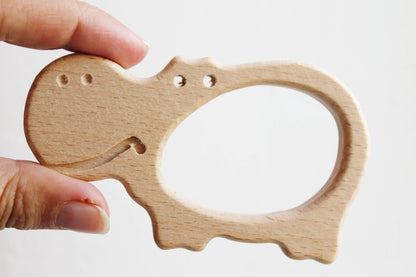 Super Hippo-teether, natural, eco-friendly - Natural Wooden Toy - Teether - Handmade wooden teether - wooden behemoth